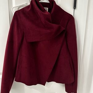 Anne Klein Elegant Burgundy Faux Suede Women's Jacket